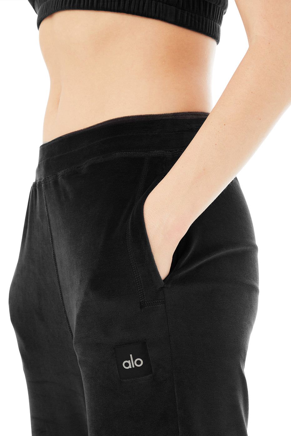 Velour High-Waist Glimmer Wide Leg Pant - Black sold by Alo Yoga product image thumbnail 3