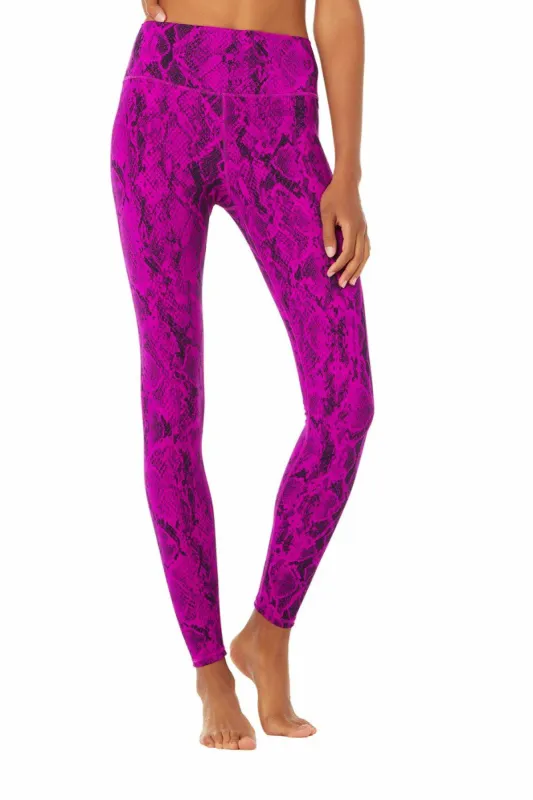 High-Waist Snakeskin Vapor Legging - Purple Pop sold by Alo Yoga