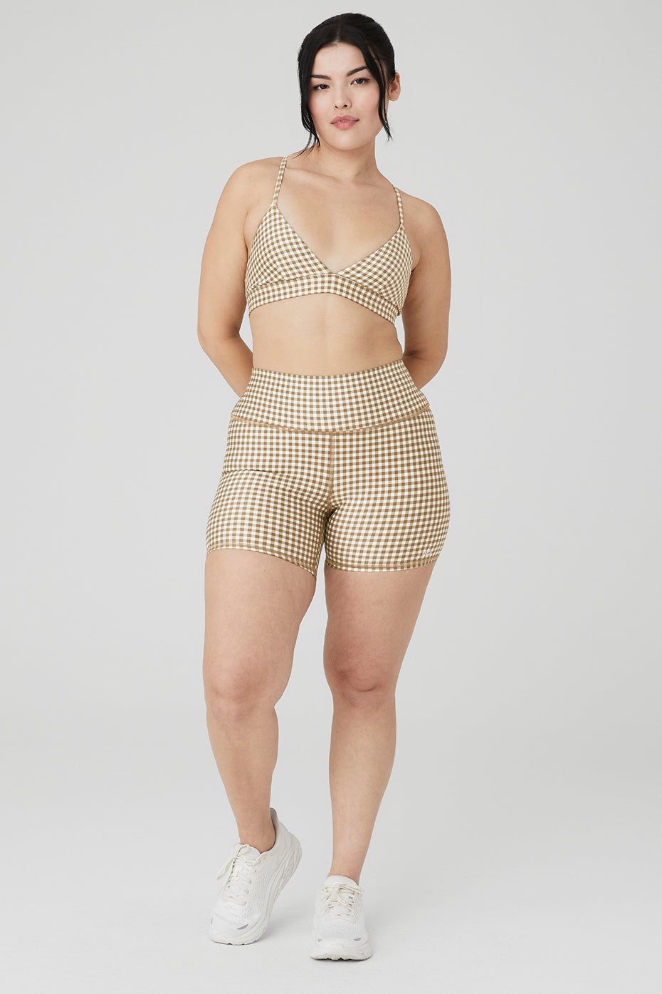 Airlift Gingham Splendor Bra & 5" Airlift Gingham Biker Short Set sold by Alo Yoga product image thumbnail 5