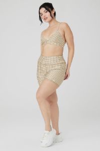 Airlift Gingham Splendor Bra & 5" Airlift Gingham Biker Short Set sold by Alo Yoga