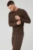 Micro Waffle Fast Break Long Sleeve Tee - Espresso sold by Alo Yoga