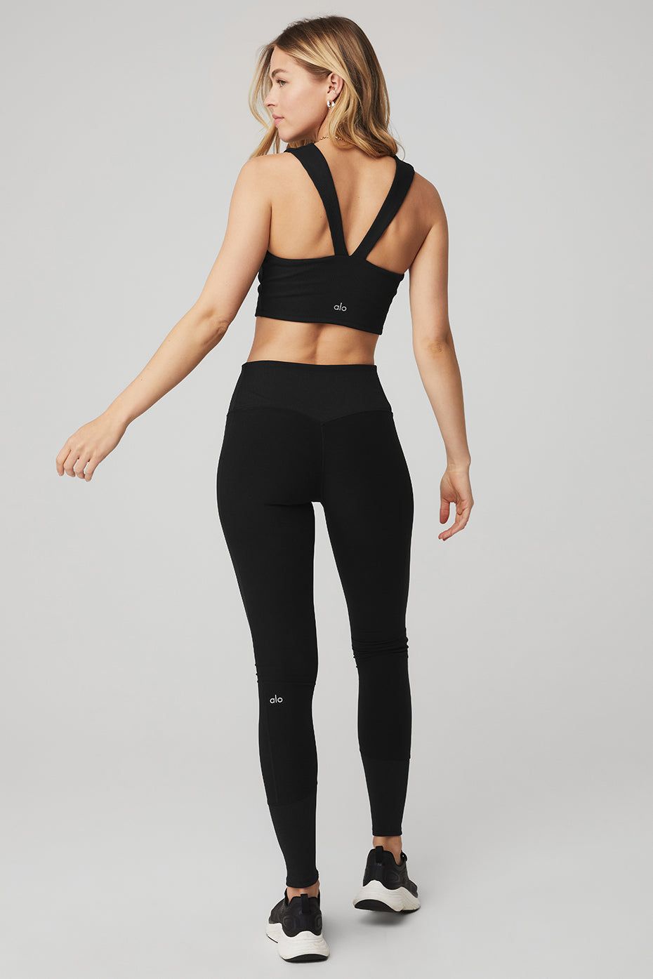 Alosoft Ribbed Chic Bra Tank & High-Waist Alosoft Lounge Legging Set - Black sold by Alo Yoga product image thumbnail 3