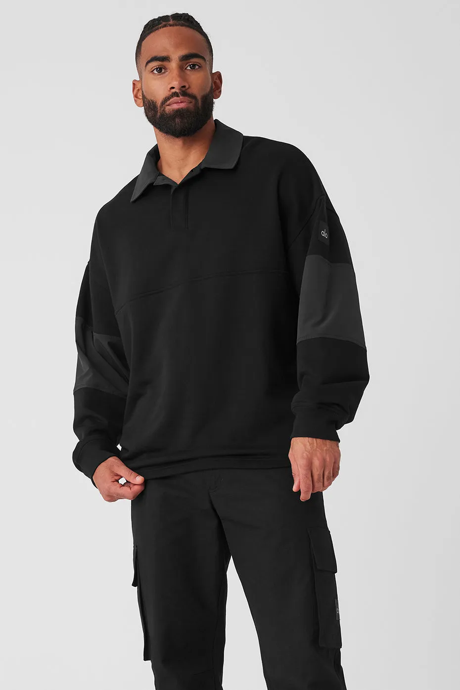 Mixmatch Rugby Sweatshirt - Black sold by Alo Yoga