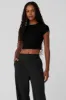 Ribbed Sea Coast Cropped Short Sleeve Tee - Black sold by Alo Yoga