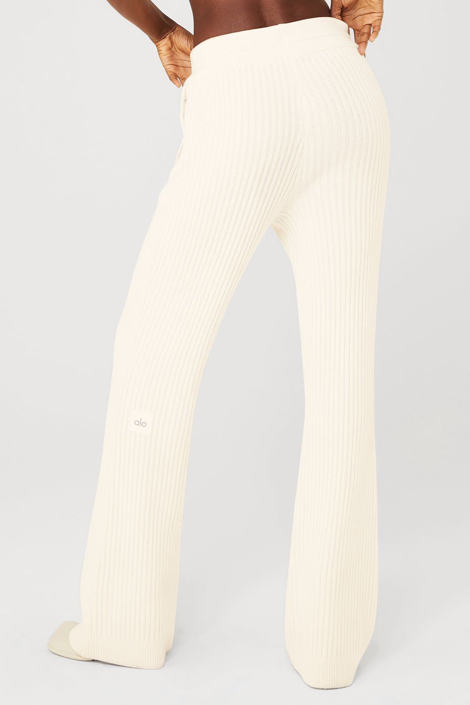Cashmere Ribbed High-Waist Winter Dream Flare Pant - Ivory sold by Alo Yoga product image thumbnail 3