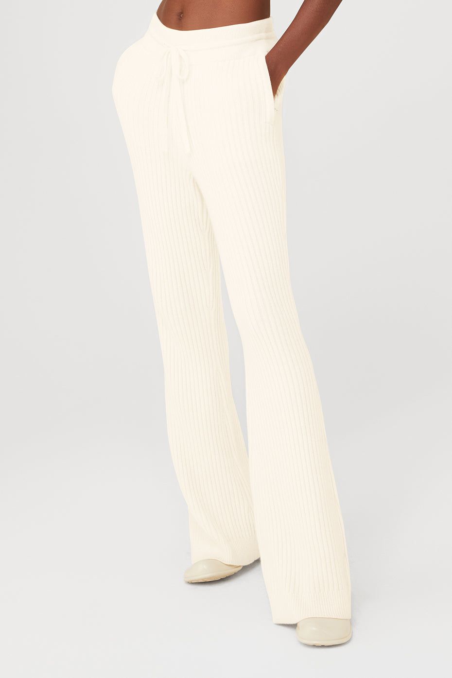 Cashmere Ribbed High-Waist Winter Dream Flare Pant - Ivory sold by Alo Yoga product image thumbnail 4