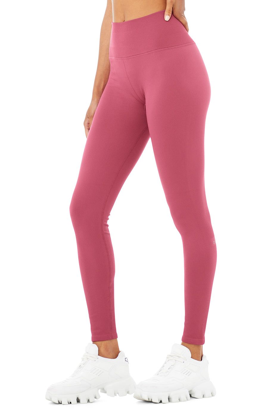 Seamless High-Waist Ribbed Legging - Raspberry Sorbet sold by Alo Yoga product image thumbnail 3