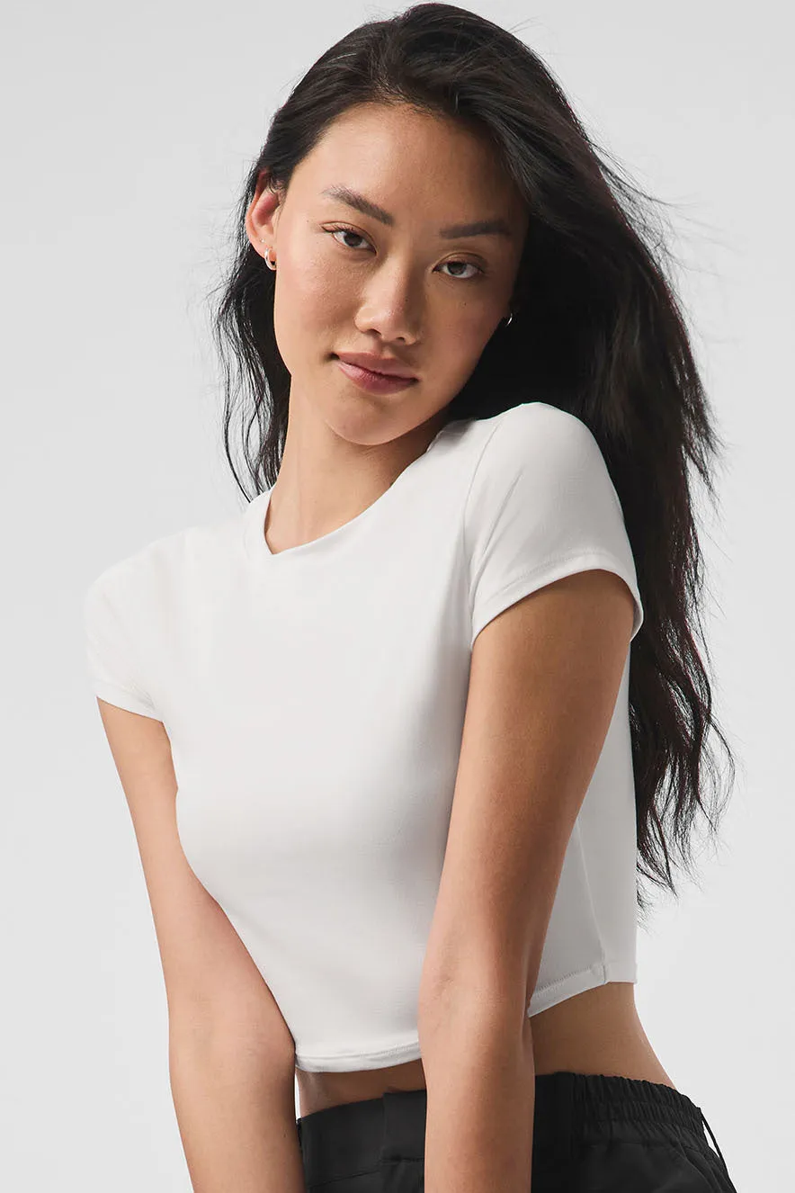Alosoft Crop Finesse Short Sleeve - White sold by Alo Yoga