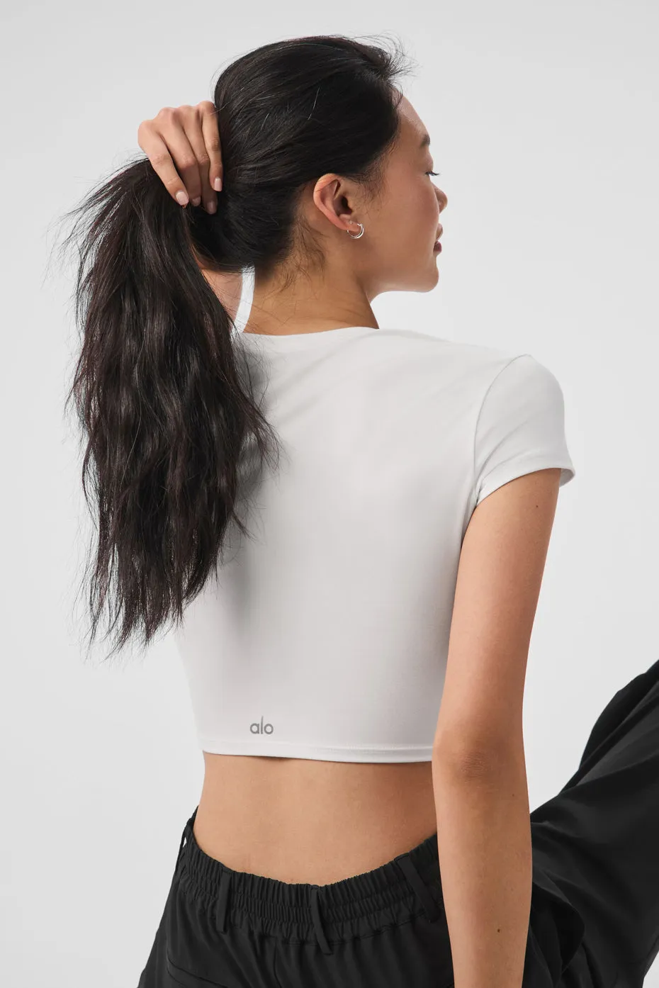 Alosoft Crop Finesse Short Sleeve - White sold by Alo Yoga product image thumbnail 2