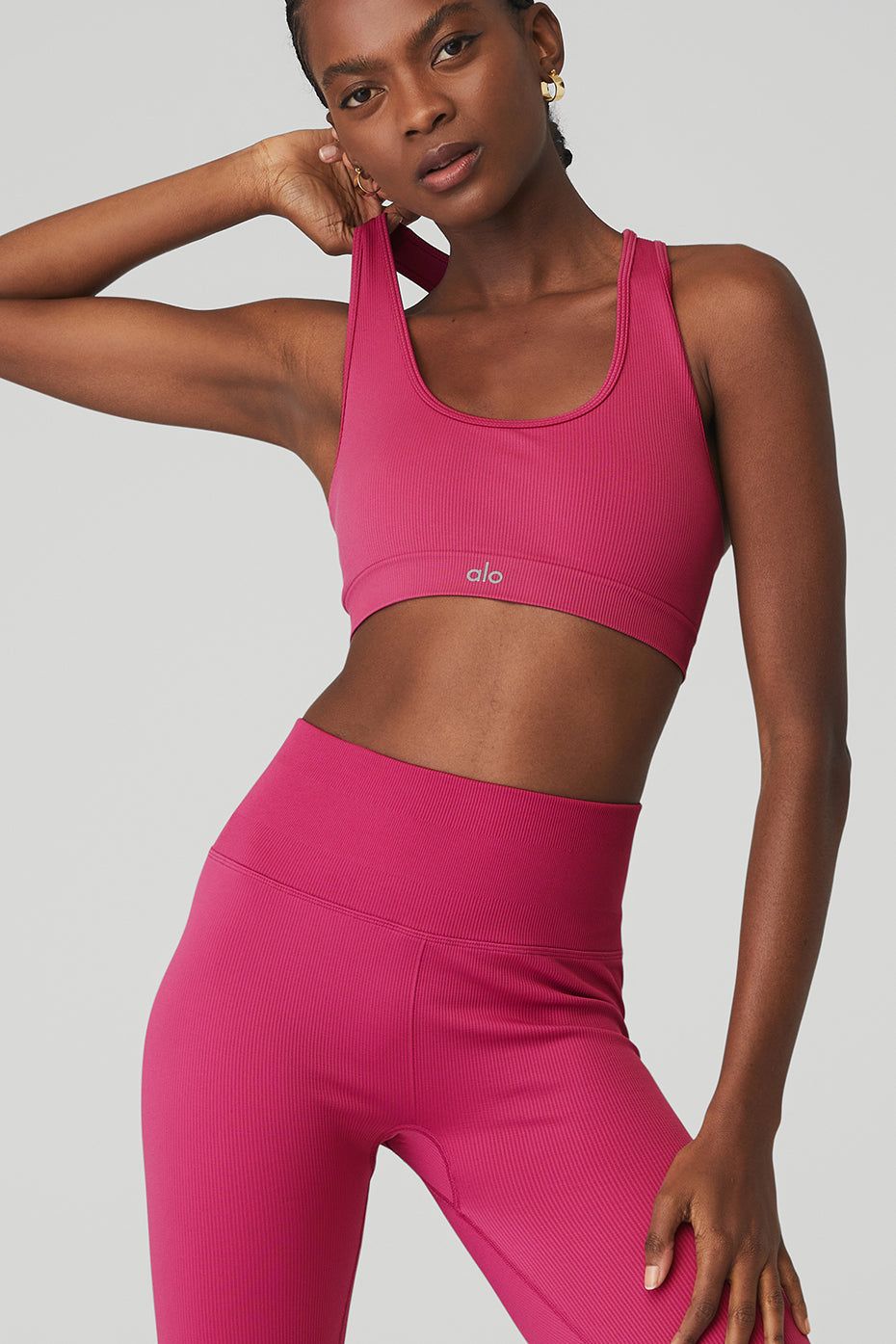 Seamless High-Waist Ribbed Legging - Magenta Crush sold by Alo Yoga product image thumbnail 4