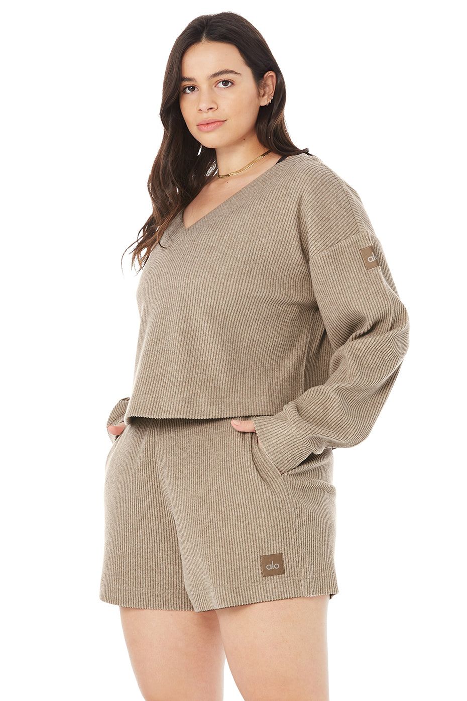 Muse V-Neck Pullover - Gravel Heather sold by Alo Yoga product image thumbnail 7