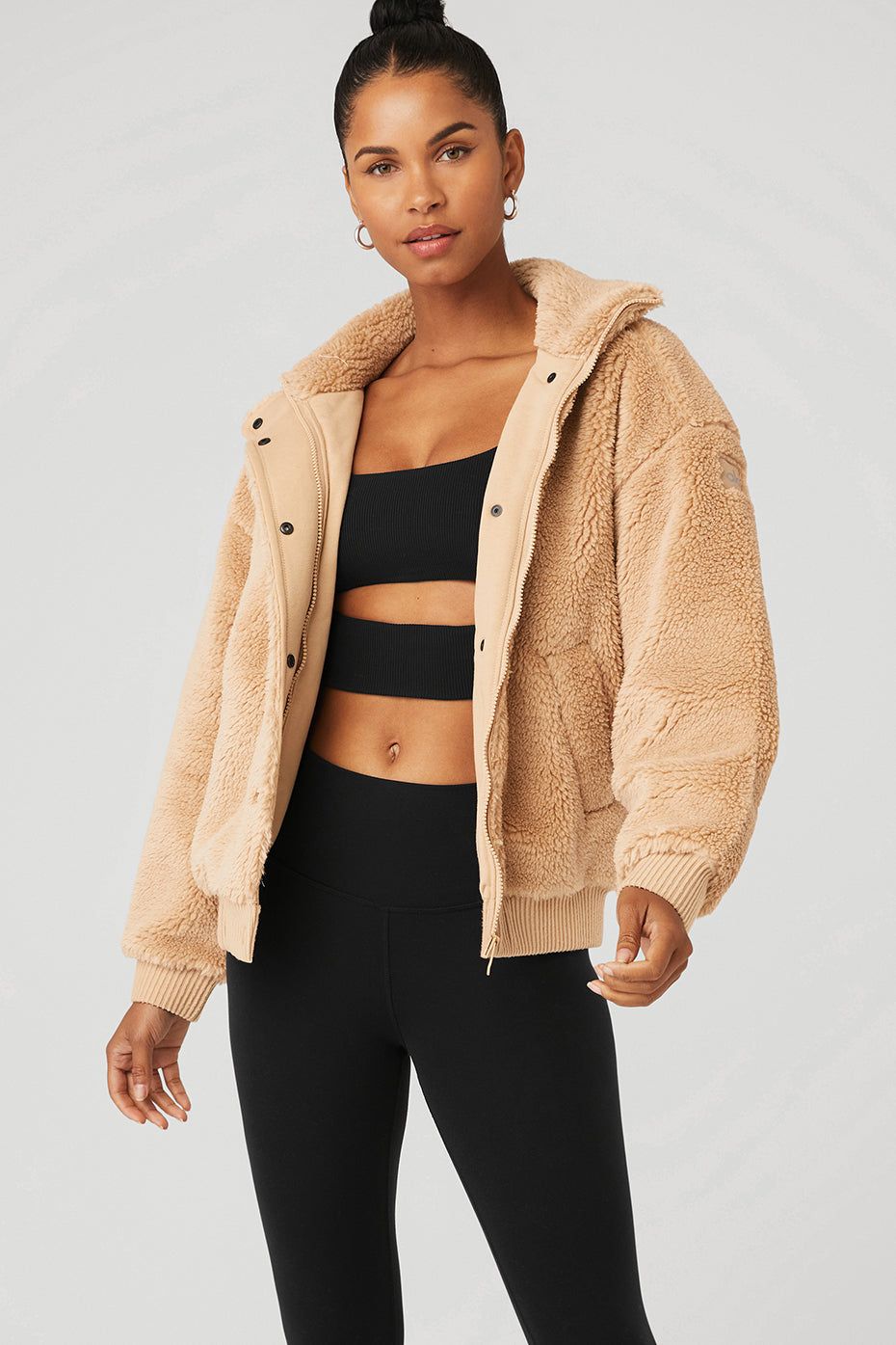 Sherpa Varsity Jacket - Camel sold by Alo Yoga