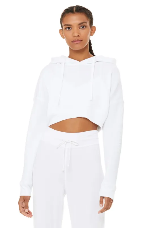 alo Cropped 1/4 Zip Alumni Pullover ホワイト Cropped 1/4 Zip Alumni Pullover - White | ALO