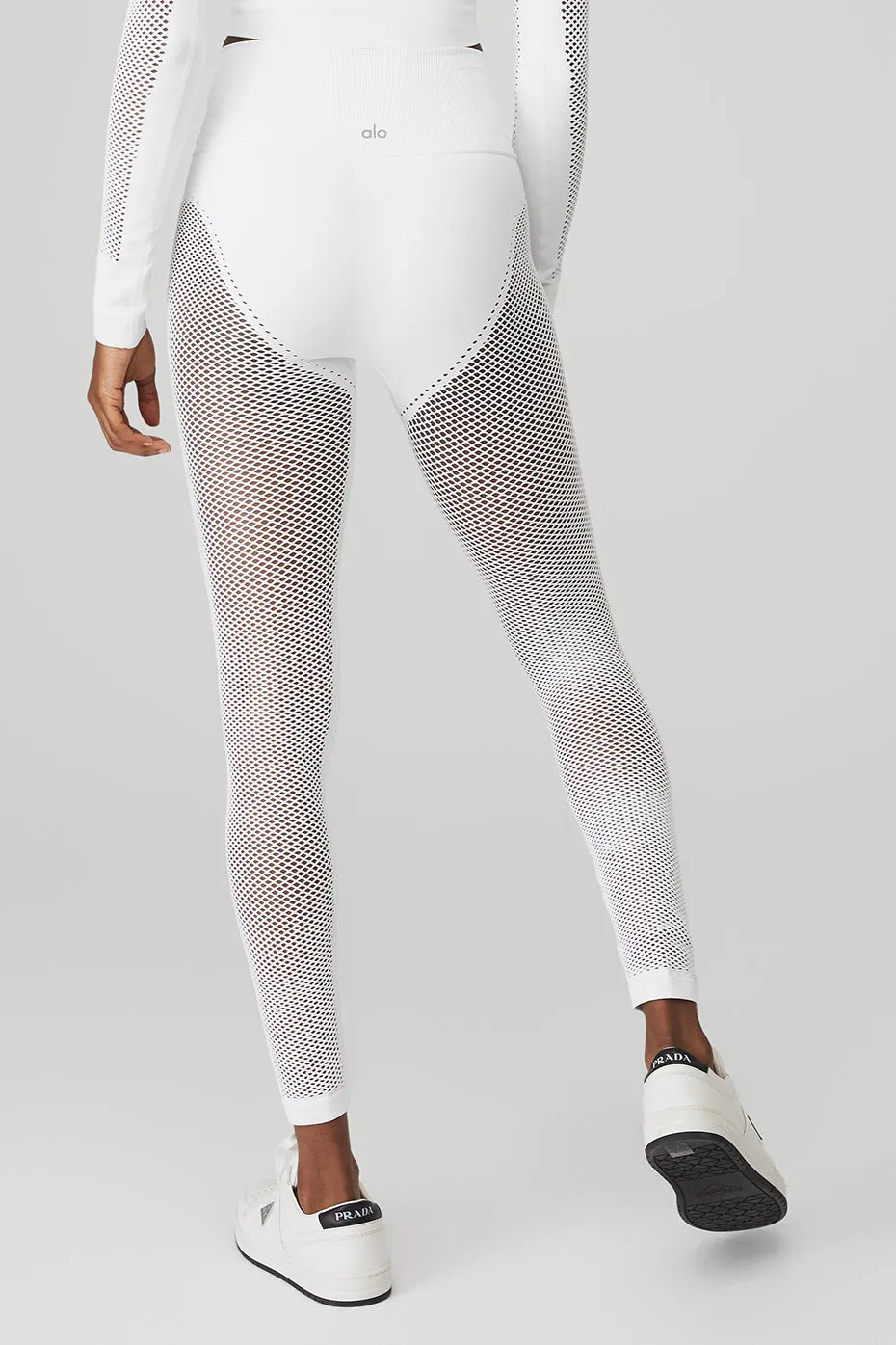 Seamless High-Waist 7/8 Limitless Open Air Legging - White sold by Alo Yoga product image thumbnail 2