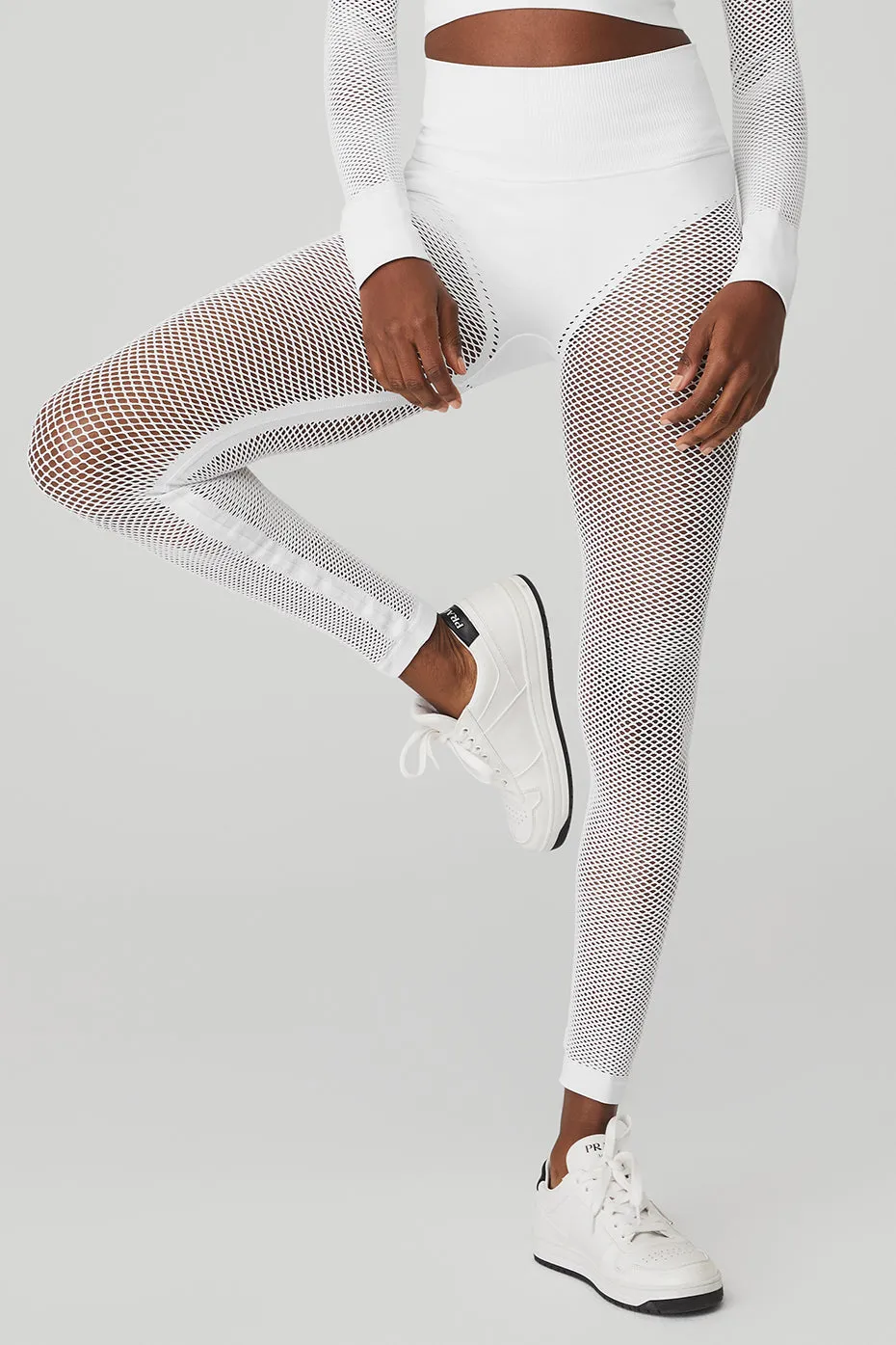 Seamless High-Waist 7/8 Limitless Open Air Legging - White sold by Alo Yoga