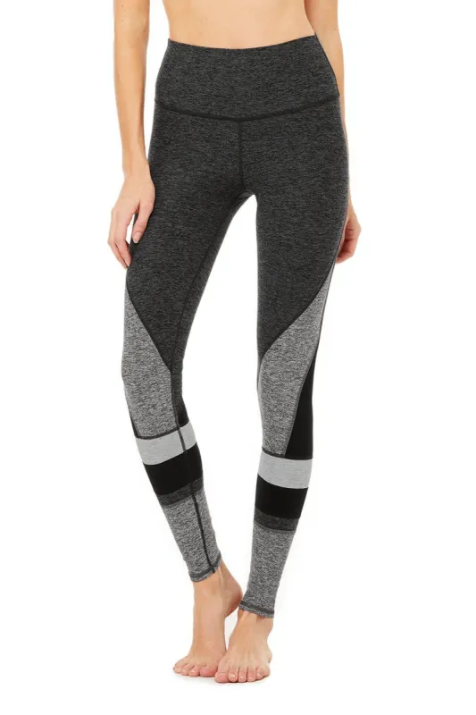 High-Waist Alosoft Momentum Legging - Dark Heather Grey/Zinc Heather/Black/Dove Grey Heather sold by Alo Yoga