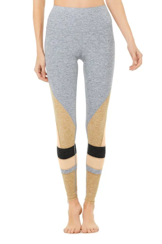 High-Waist Alosoft Momentum Legging - Blue Haze/Caramel/Putty/Dark Grey sold by Alo Yoga