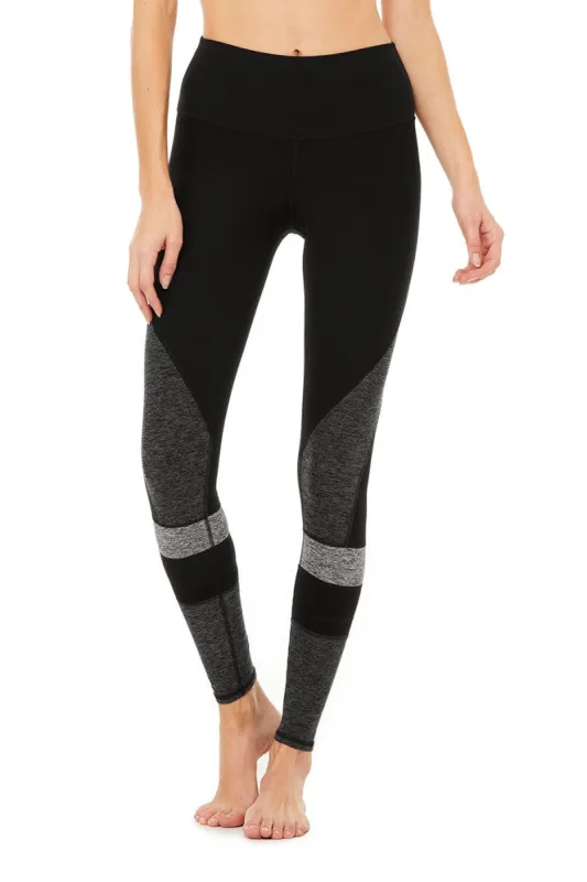 High-Waist Alosoft Momentum Legging - Black/Dark Grey/Dove Grey/Black sold by Alo Yoga
