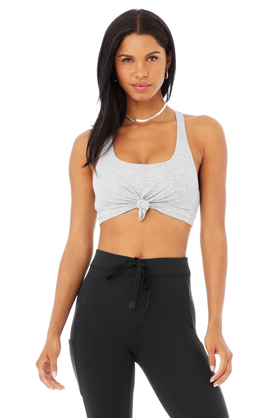Knot Bra - Athletic Heather Grey sold by Alo Yoga