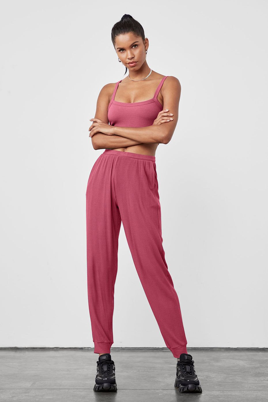 Ribbed Crop Whisper Bra Tank - Raspberry Sorbet sold by Alo Yoga product image thumbnail 9
