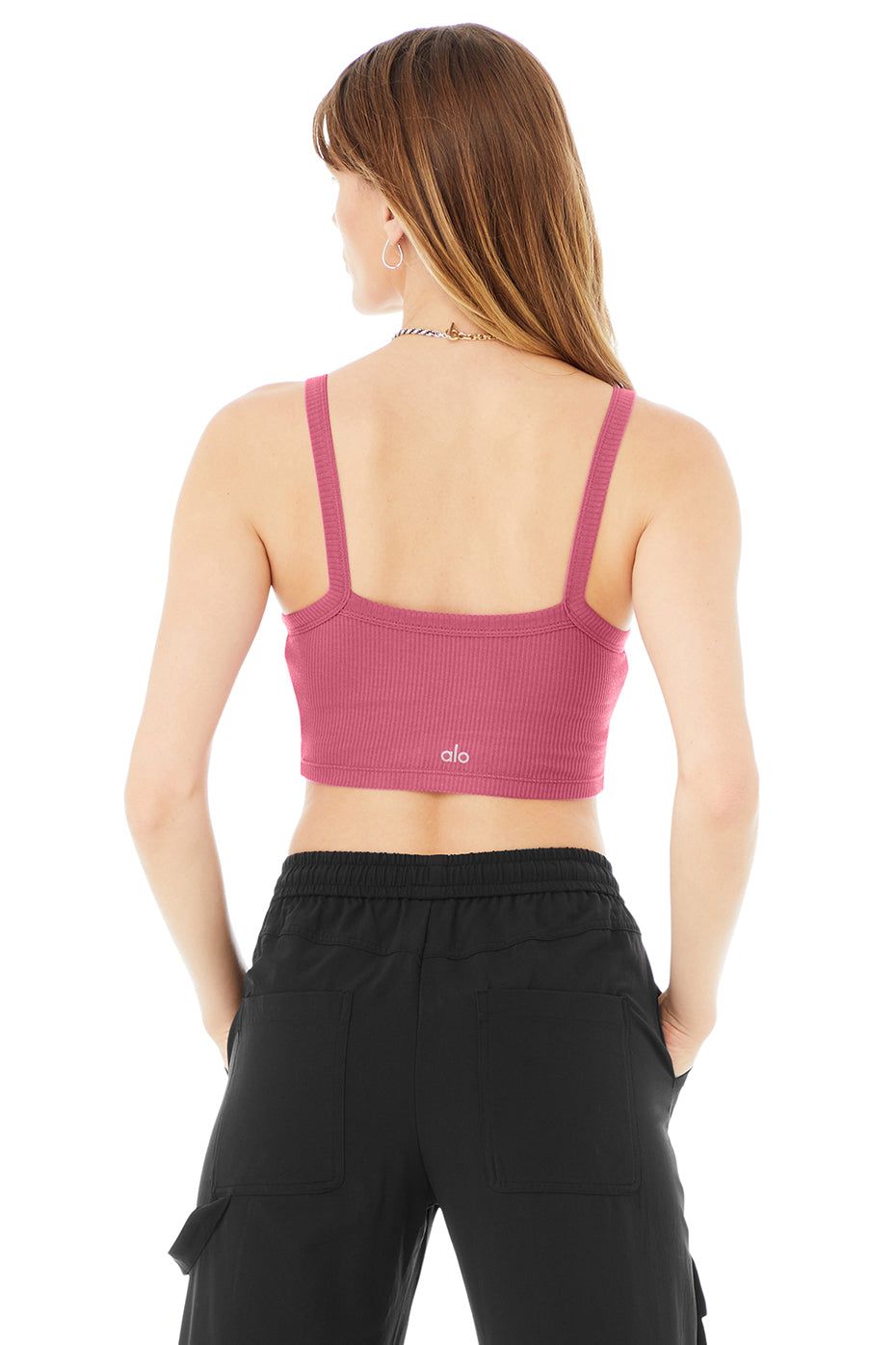 Ribbed Crop Whisper Bra Tank - Raspberry Sorbet sold by Alo Yoga product image thumbnail 2