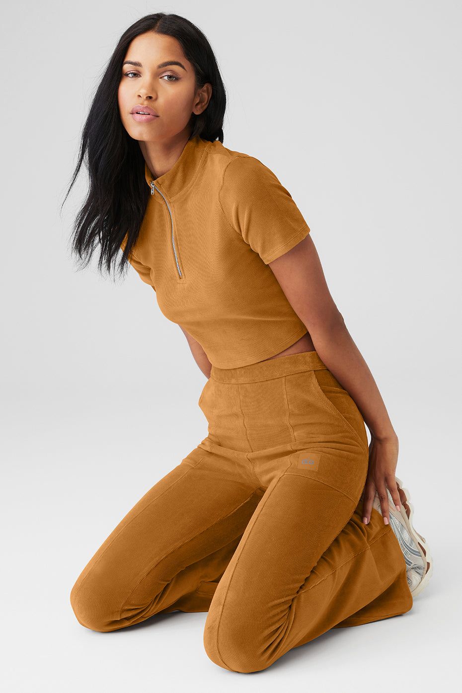 Micro Corduroy Winter Break Mock Neck & Micro Corduroy High-Waist Winter Break Flare Pant Set sold by Alo Yoga product image thumbnail 8