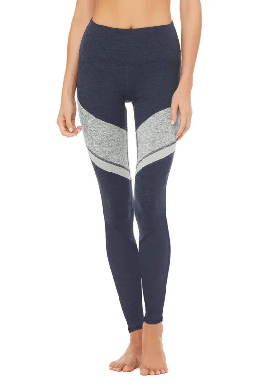 High-Waist Alosoft Sheila Legging - Rich Navy Heather/Dove Grey Heather/Zinc Heather sold by Alo Yoga