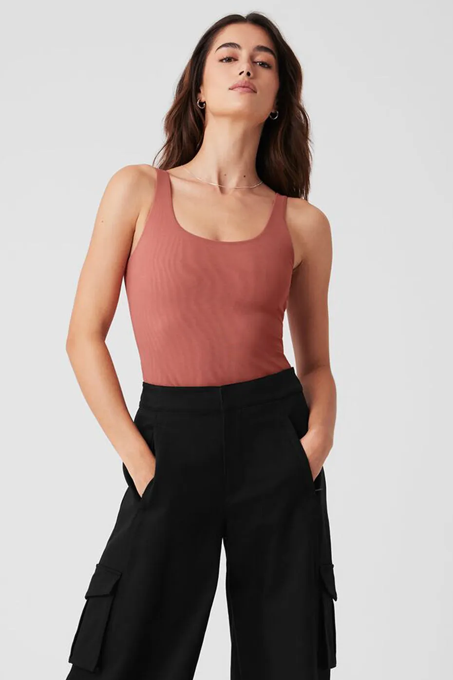 Mesh Sheer Illusion Bodysuit - Soft Terracotta sold by Alo Yoga