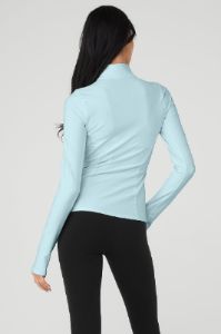 Alosoft 1/2 Zip Rapid Pullover - Chalk Blue sold by Alo Yoga