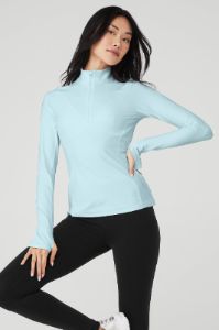 Alosoft 1/2 Zip Rapid Pullover - Chalk Blue sold by Alo Yoga