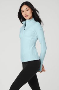Alosoft 1/2 Zip Rapid Pullover - Chalk Blue sold by Alo Yoga