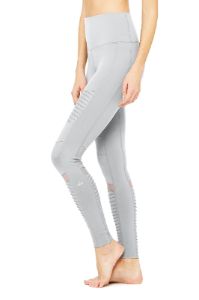 High-Waist Moto Legging - Alloy/Alloy Glossy sold by Alo Yoga