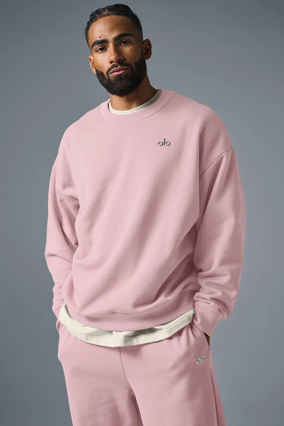 Accolade Crew Neck Pullover - Ballet Pink sold by Alo Yoga