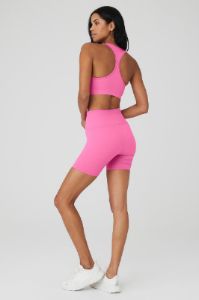 Seamless Ribbed Bra & 5" Seamless Ribbed Favorite Short Set - Paradise Pink sold by Alo Yoga