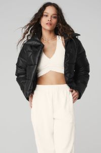 Faux Leather Gold Rush Puffer - Black sold by Alo Yoga