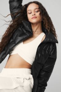 Faux Leather Gold Rush Puffer - Black sold by Alo Yoga