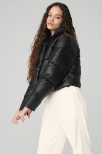 Faux Leather Gold Rush Puffer - Black sold by Alo Yoga
