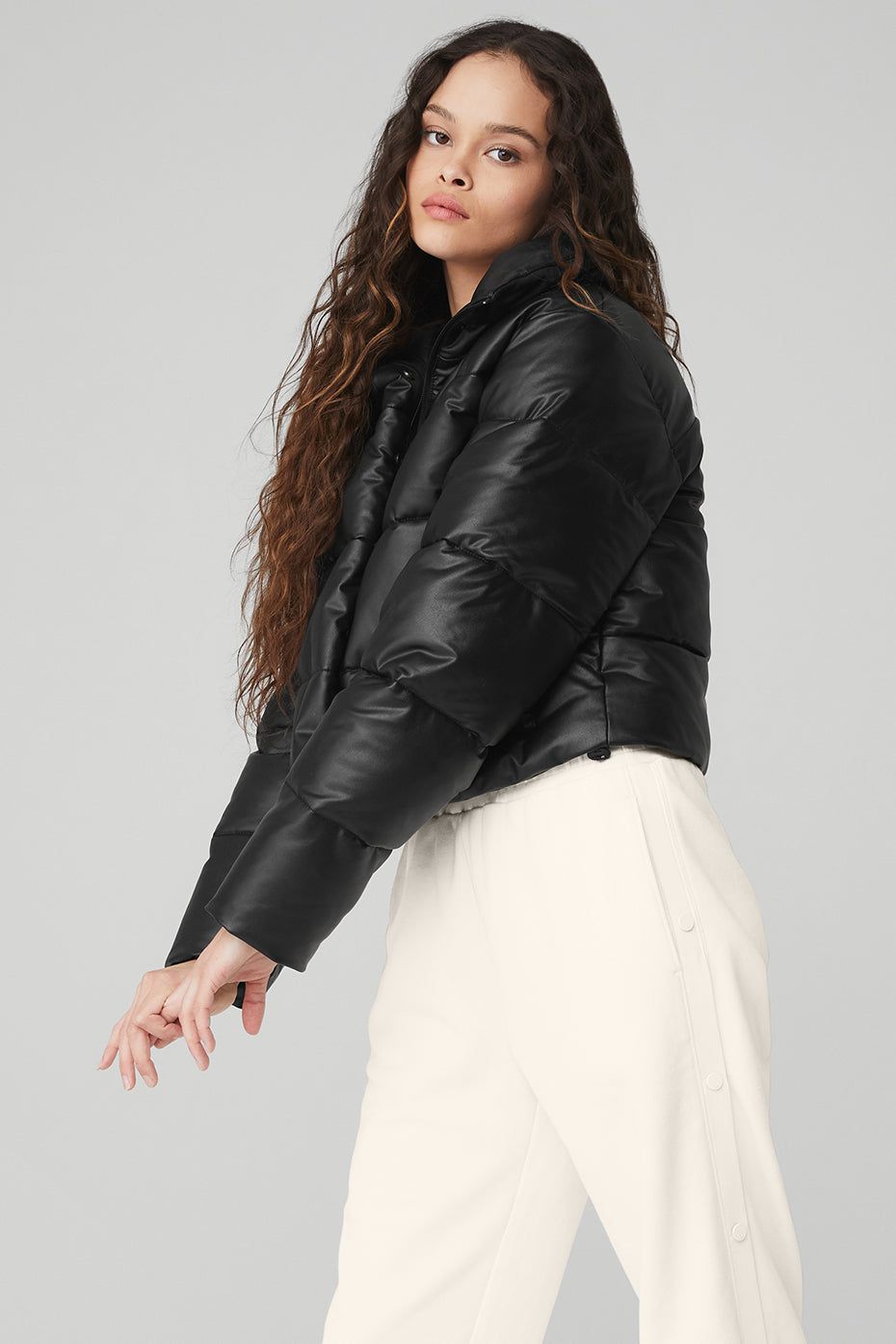 Faux Leather Gold Rush Puffer - Black sold by Alo Yoga product image thumbnail 3