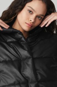 Faux Leather Gold Rush Puffer - Black sold by Alo Yoga