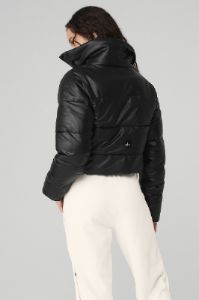 Faux Leather Gold Rush Puffer - Black sold by Alo Yoga
