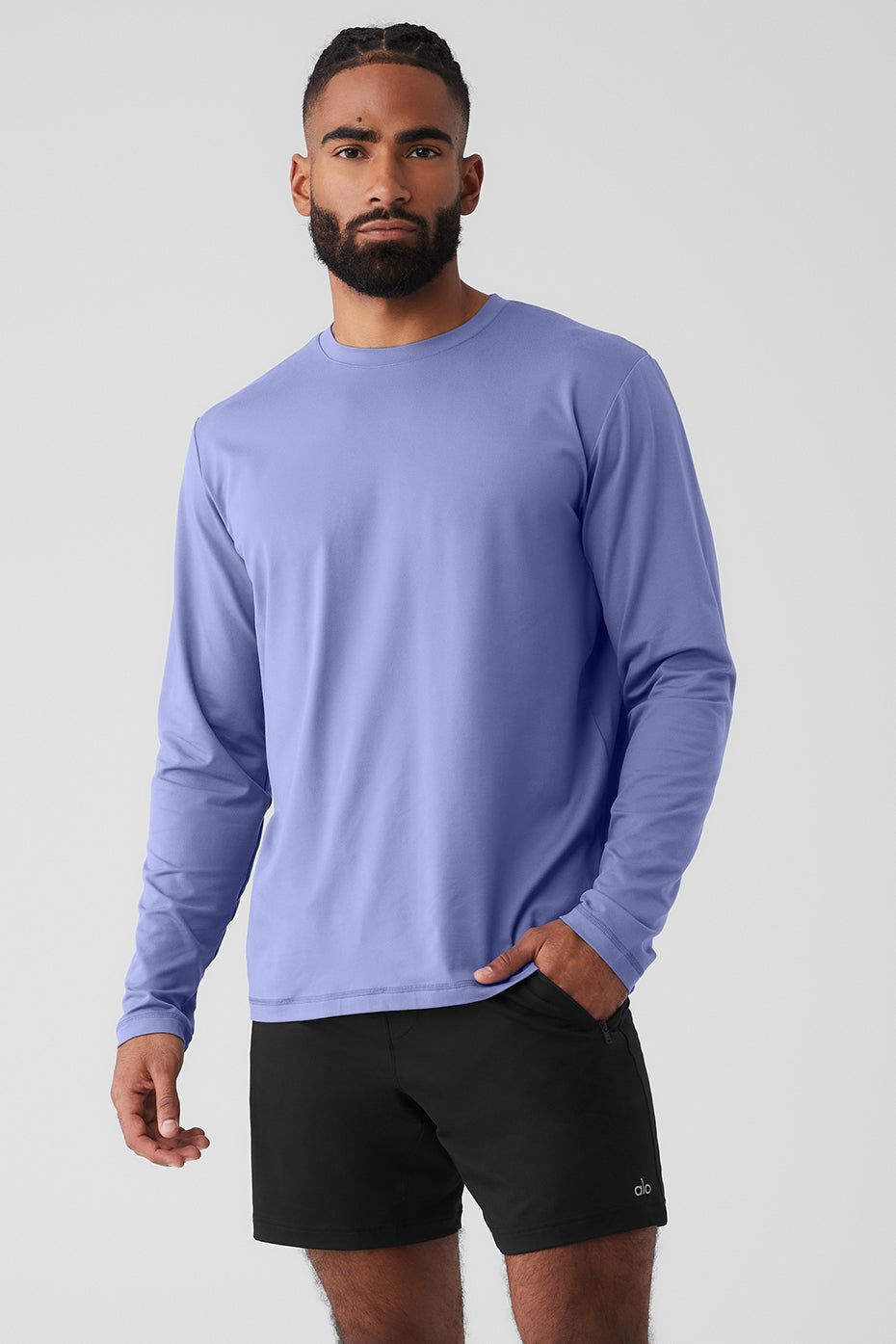 Conquer Reform Crewneck Long Sleeve - Infinity Blue sold by Alo Yoga
