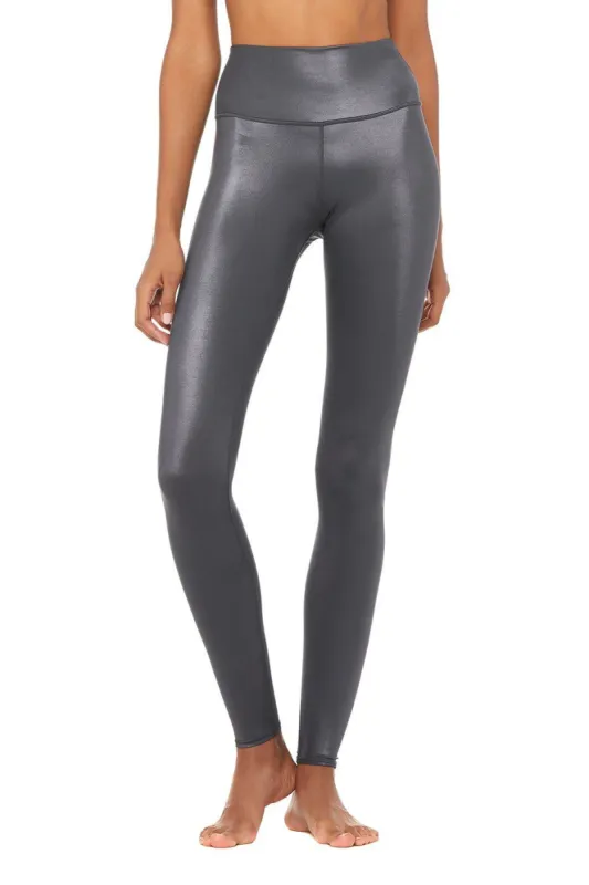 High-Waist Shine Legging - Anthracite Shine sold by Alo Yoga