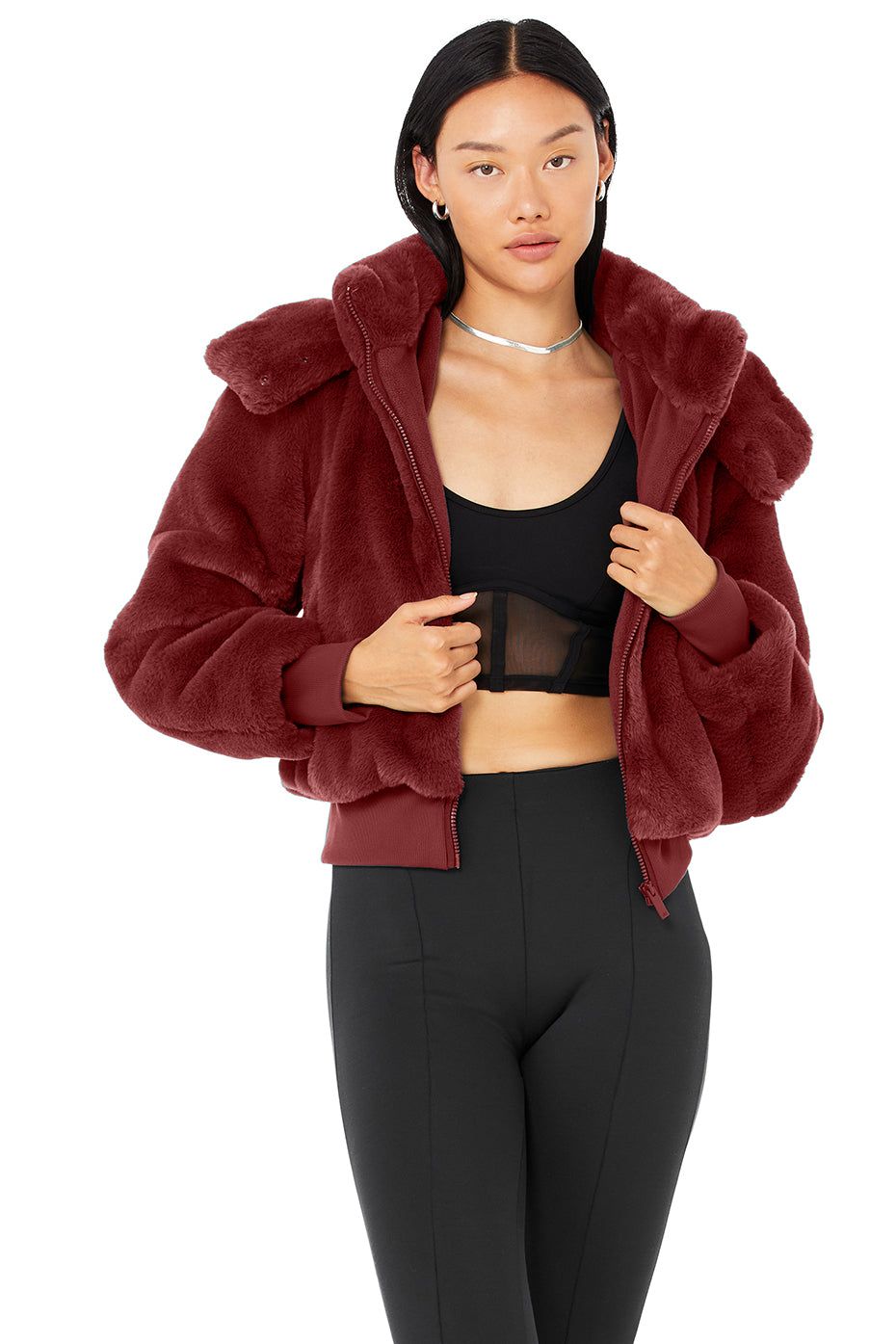 Faux Fur Foxy Jacket - Cranberry sold by Alo Yoga product image thumbnail 2