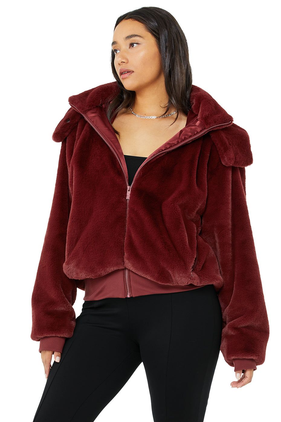 Faux Fur Foxy Jacket - Cranberry sold by Alo Yoga product image thumbnail 7