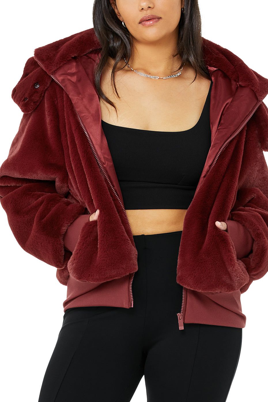 Faux Fur Foxy Jacket - Cranberry sold by Alo Yoga product image thumbnail 9