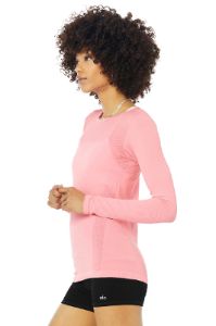 Seamless Essential Long Sleeve - Macaron Pink sold by Alo Yoga