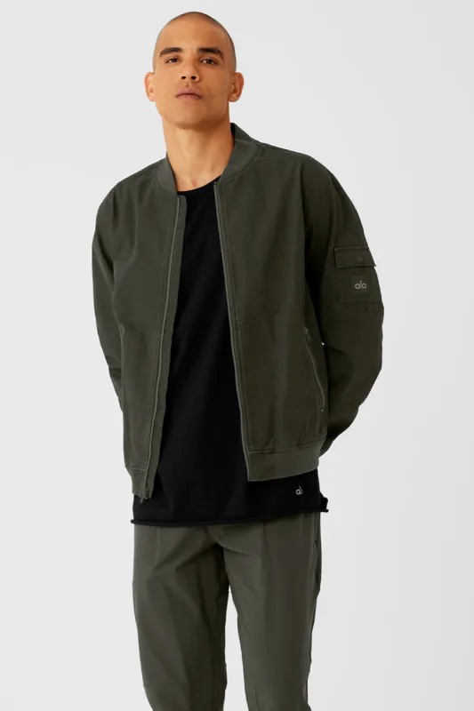 Division Ripstop Bomber Jacket - Stealth Green sold by Alo Yoga