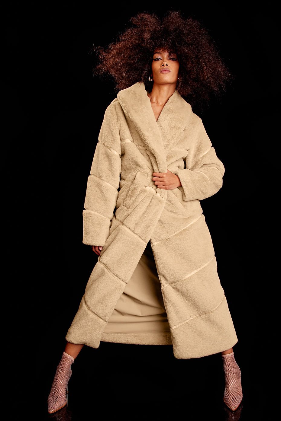 Faux Fur Cascade Jacket - Almond sold by Alo Yoga