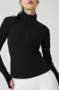 Alosoft 1/2 Zip Rapid Pullover - Black sold by Alo Yoga