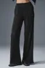 High-Waist Micro Plisse Straight Leg Pant - Black sold by Alo Yoga